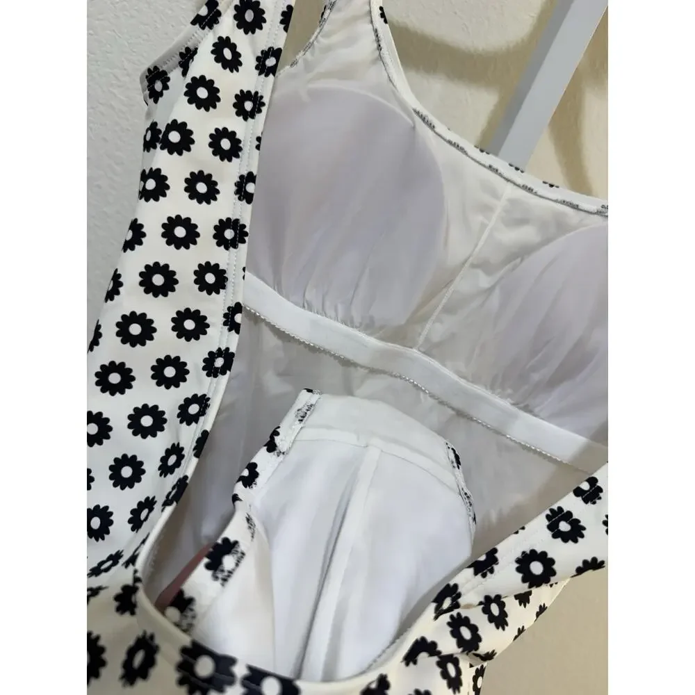 Tory Burch Tank One Piece Swimsuit Tory Black White Geometric Sz S